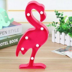 BUFFER® Flamingo Ledli Pilli Dekoratif Masa Duvar ve Gece Aydınlatma Lambası