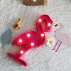 BUFFER® Flamingo Ledli Pilli Dekoratif Masa Duvar ve Gece Aydınlatma Lambası