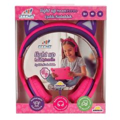 S00091067 -SUN-GLE-ECH-KULAKLIK KABLOLU KEDİ ŞKL.IŞIKLI PEMBE-MOR