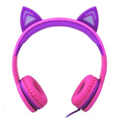 S00091067 -SUN-GLE-ECH-KULAKLIK KABLOLU KEDİ ŞKL.IŞIKLI PEMBE-MOR