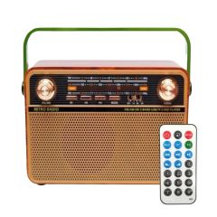 BUFFER® 505B Dekoratif Eskitme Nostalji Uzaktan Kumandalı Radyo Usb/Aux/Hafıza Kartı/Bluetooth/Şarjlı