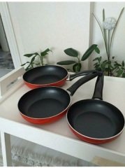 Ekonomik Teflon Kaplama Hafif 3 lü Tava Seti (Renk Karışık)