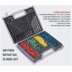 BUFFER® 300 Parça Özel Çantalı Asorti Dübel ve Ahşap Beton Metal Matkap Ucu Delme Tamir Tadilat Seti