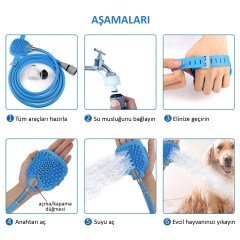 BUFFER® Evcil Hayvan Kedi Köpek Masajlı Pratik Yıkama Banyo Kiti Aleti