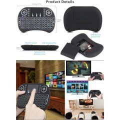 BUFFER® Işıklı Kablosuz Şarjlı Mini Türkçe Q Klavye Smart TV PS3 Dokunmatik Mouse