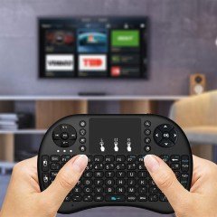 BUFFER® Işıklı Kablosuz Şarjlı Mini Türkçe Q Klavye Smart TV PS3 Dokunmatik Mouse