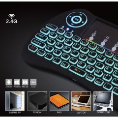 BUFFER® Işıklı Kablosuz Şarjlı Mini Türkçe Q Klavye Smart TV PS3 Dokunmatik Mouse