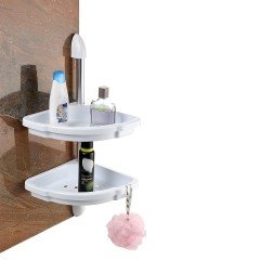 BUFFER® 2 Katlı Plastik Banyo Rafı Şampuanlık Sabunluk Banyo Düzenleyici