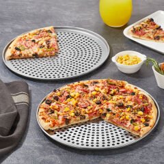 Abant Pizza Tepsi Tava Seti Delikli 28/32/36 cm Paslanmaz Çelik