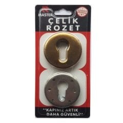 Master Çelik Rozet - Çelik Kapı Kilit Güçlendirme - Kolay Montaj Hırsız Güvenlik Sistemi (Sarı)
