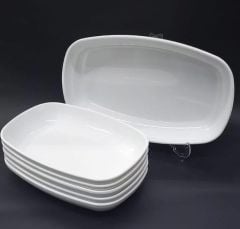 12'li Kırılmaz Hijyenik Meze ve Çerez Tabağı ThermoPlus 417 Kare Kayık 17x12 cm