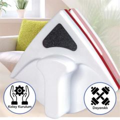 BUFFER® Güçlü Mıknatıslı Çift Cam Silici İzocam Parlak Yüzey Temizleme Silme Aparatı 18-30 mm