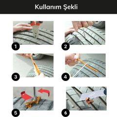 BUFFER® 6 Parça Araba Motosiklet Otomobil Bisiklet Lastik Tamir Kiti Araç Bakım Seti