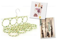 BUFFER® 28 Gözlü Pratik Halka Askı Fular Kravat Eşarp Aksesuar Askısı