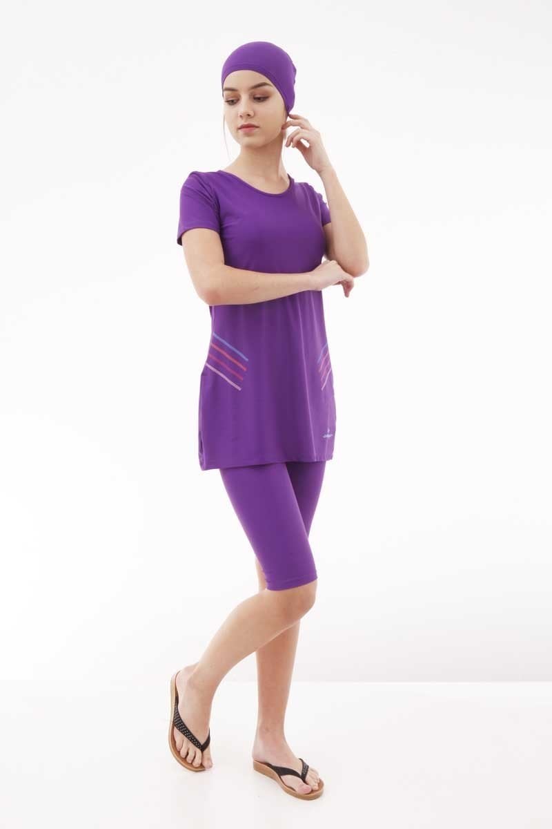 Emayo Yarı Tesettür Mayo Ayla 1013 Mor XL
