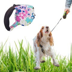 BUFFER® 5 Metre Desenli Makaralı El Frenli Otomatik Köpek Gezdirme Tasması