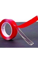 BUFFER® 2 Metre Güçlü Yapışkanlı Çift Taraflı Slikon Pratik Şeffaf Bant