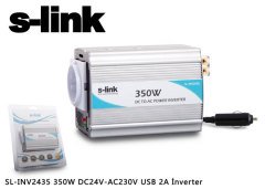 S-link SL-INV2435 350 Watt Solar İnvertör DC24V-AC230V USB 2A İnverter Dönüştürücü 24V to 220V