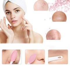BUFFER® 2 Adet Dudak Fırçası Peeling Etkili Gözenek  Siyah Nokta Temizleyici Akne Giderici Çift Yönlü Fırça