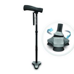 BUFFER® 4 Ayaklı Güvenilir Katlanabilir Işıklı Çok Fonksiyonku Baston