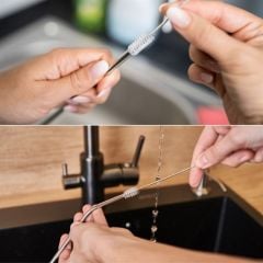 BUFFER® Metal Pipet Seti Paslanmaz Çelik Düz ,Eğik Pipet ve Pipet Temizleme Fırçası