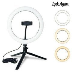 BUFFER® 10inç 26cm Youtube Instagram Tiktok Selfie  Stüdyo Video Fotoğraf Ring Light  Tripod Led Halka Işık