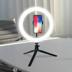 BUFFER® 10inç 26cm Youtube Instagram Tiktok Selfie  Stüdyo Video Fotoğraf Ring Light  Tripod Led Halka Işık