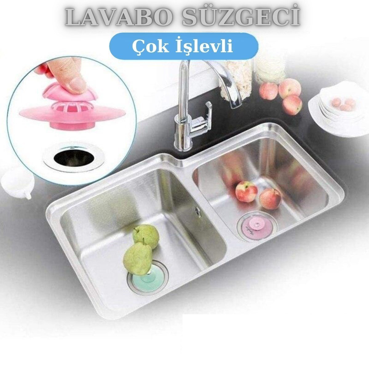 BUFFER® Silikon Malzeme Banyo Mutfak Gider Evye Lavabo İçine Çöp Tıpası Kaydırmaz Süzgeç Çeşitleri Modelleri