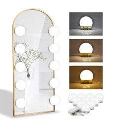 BUFFER® Nostalji Hollywood Tarzı 10lu Makyaj Masası Aynası Beyaz Led Işıklı Lamba USB