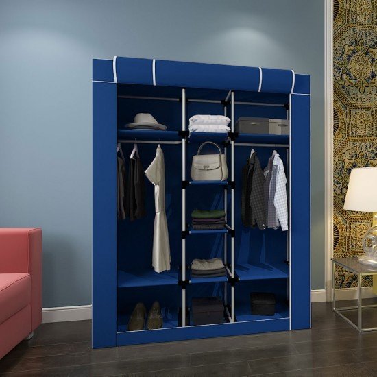 Portatif Metal Borulu Ortadan Raflı Bez Dolap