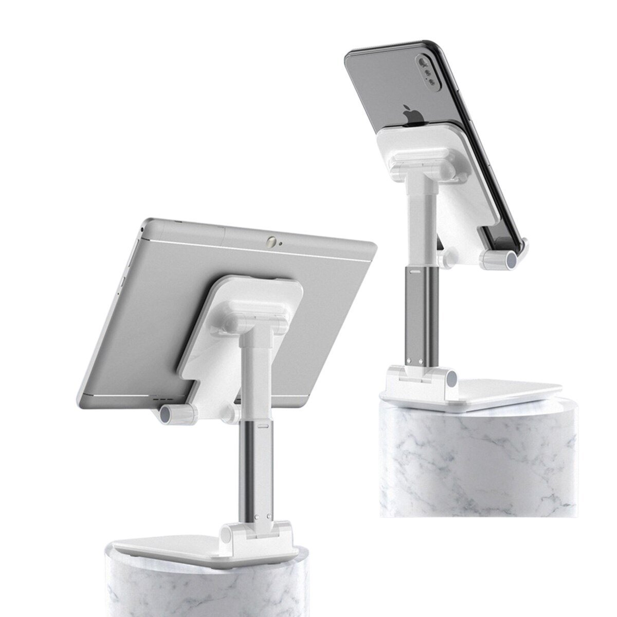 BUFFER® Beyaz  Aynalı Cep Telefonu Sabitleyici Stand Katlanabilir Ayarlanabilir Telefon Standı