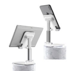 BUFFER® Beyaz  Aynalı Cep Telefonu Sabitleyici Stand Katlanabilir Ayarlanabilir Telefon Standı