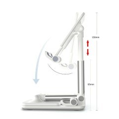 BUFFER® Beyaz  Aynalı Cep Telefonu Sabitleyici Stand Katlanabilir Ayarlanabilir Telefon Standı