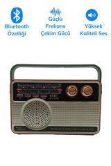 BUFFER® 506B Dekoratif Eskitme Nostalji Uzaktan Kumandalı Radyo Usb/Aux/Hafıza Kartı/Bluetooth/Şarjl