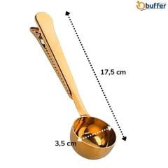 BUFFER® Mandallı Kahve Ölçü Kaşığı Gold Çok Fonksiyonlu Paslanmaz Çelik Kaşık