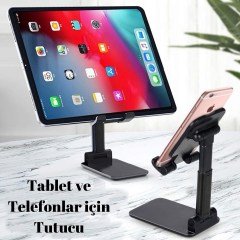 BUFFER® Siyah Aynalı Cep Telefonu Sabitleyici Stand Katlanabilir Ayarlanabilir Telefon Standı