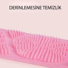 BUFFER® Çift Taraflı Banyo Hamam Lifi Silikon Masajlı Yumuşak Duş Lifi Uzun Ömürlü Hazır Banyo Kesesi