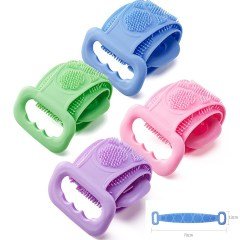 BUFFER® Çift Taraflı Banyo Hamam Lifi Silikon Masajlı Yumuşak Duş Lifi Uzun Ömürlü Hazır Banyo Kesesi