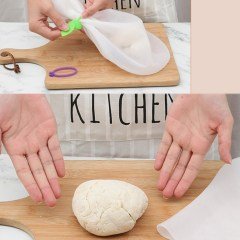 BUFFER® Orta Hamur Torbası Silikon Şeffaf Hamur Yoğurma Torbası Ekmek Makarna Mantı  Hamuru Kolay Yoğurma