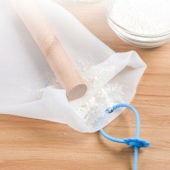 BUFFER® Orta Hamur Torbası Silikon Şeffaf Hamur Yoğurma Torbası Ekmek Makarna Mantı  Hamuru Kolay Yoğurma