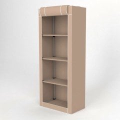 Portatif Plastik Borulu Çok Amaçlı 4 Raflı Bez Dolap