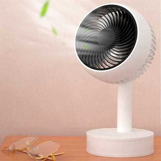 BUFFER® Mini Masaüstü 90 Derece Dönebilen 3 Kademeli USB Şarjlı Doğal Rüzgar Etkili Fan