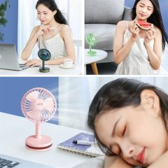 BUFFER® Masaüstü 60 Derece Dönebilen USB Şarjlı 3 Kademeli Doğal Rüzgar Etkili Ledli Fan