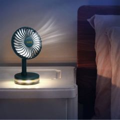 BUFFER® Masaüstü 60 Derece Dönebilen USB Şarjlı 3 Kademeli Doğal Rüzgar Etkili Ledli Fan