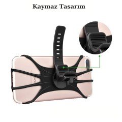 BUFFER® Universal Bisiklet Motosiklet Çocuk Arabası Silikon 360 Derece Telefon Tutucu Tüm Modellerle Uyumlu