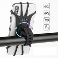 BUFFER® Universal Bisiklet Motosiklet Çocuk Arabası Silikon 360 Derece Telefon Tutucu Tüm Modellerle Uyumlu