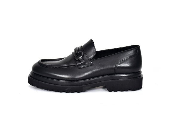 TNL 3042 Siyah Antik Deri Eva Taban Loafer Model erkek Ayakkabı