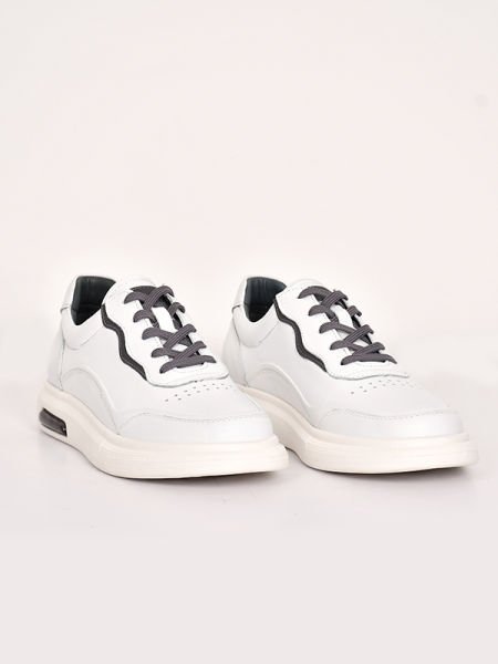 BOT 2427 Beyaz Antik Deri Eva Taban Erkek Sneaker