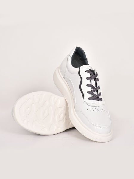 BOT 2427 Beyaz Antik Deri Eva Taban Erkek Sneaker