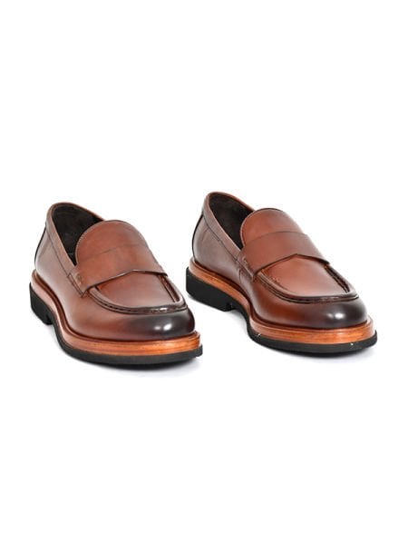 TNL 3524 Kahverengi Antik Deri Eva Taban Loafer Model Erkek Ayakkabı